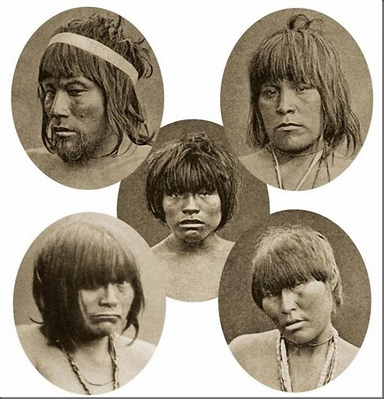 Five Indians from the Kawesqar tribe (Tierra del Fuego, Chili) were kidnapped in 1881 and transported to Europe to be demonstrated in a human being zoo. All of them died a year later.